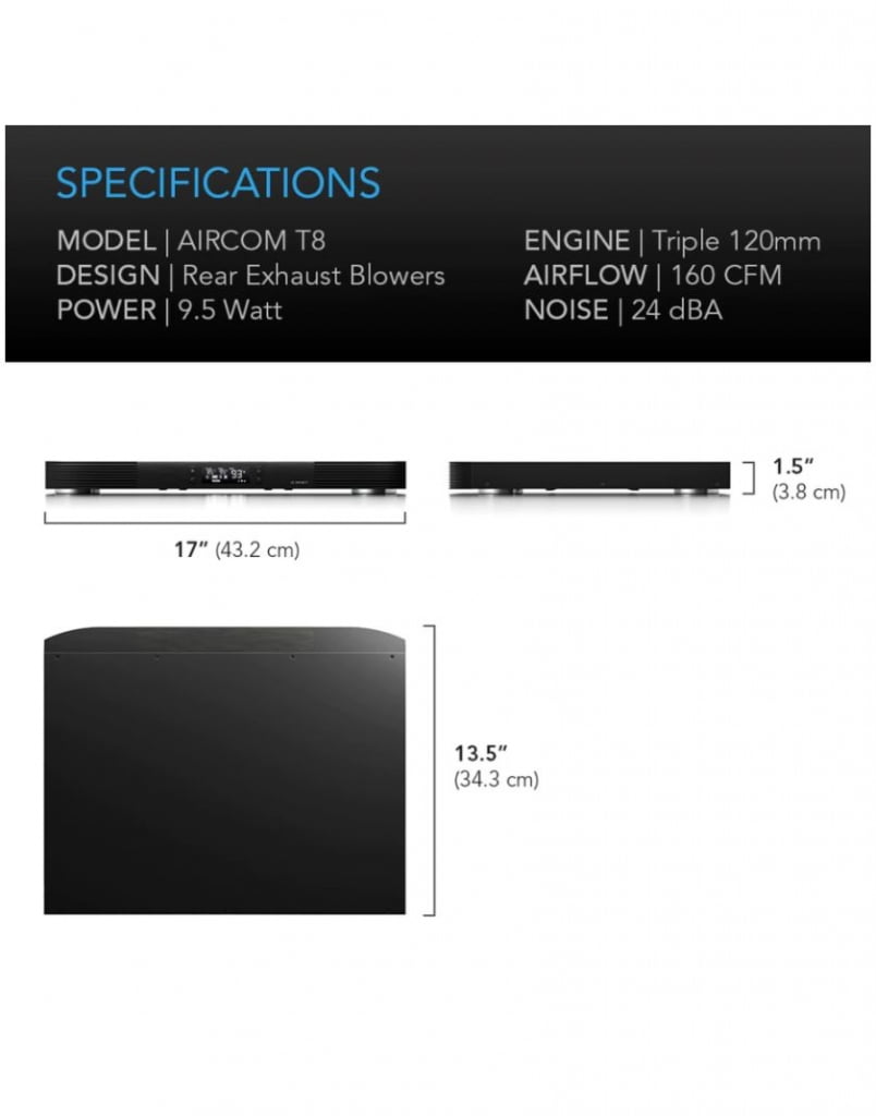 AC Infinity AIRCOM T8 Erősítő és AV Komponens hűtőventilátor-rendszer