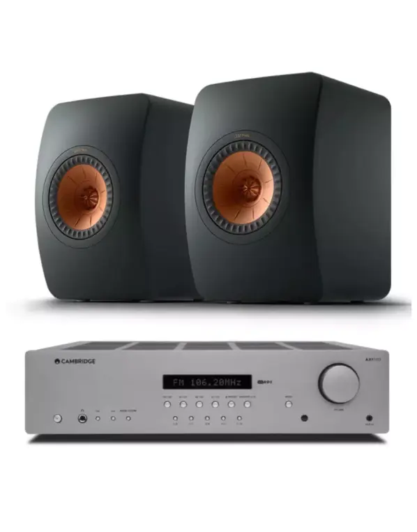 Cambridge Audio AX R100D sztereó rádióerősítő + KEF LS50 Meta polcsugárzó fekete