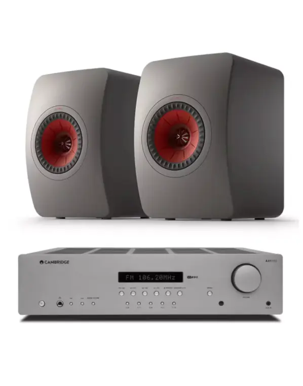 Cambridge Audio AX R100D sztereó rádióerősítő + KEF LS50 Meta polcsugárzó titán