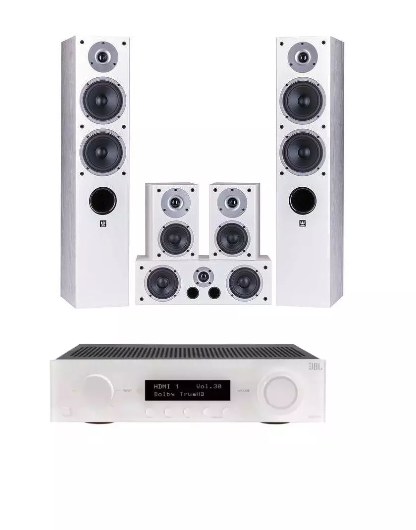 JBL MA510 5.2 4K házimozi erősítő fehér + Wilson Raptor 5 5.0 házimozi hangfalszett fehér